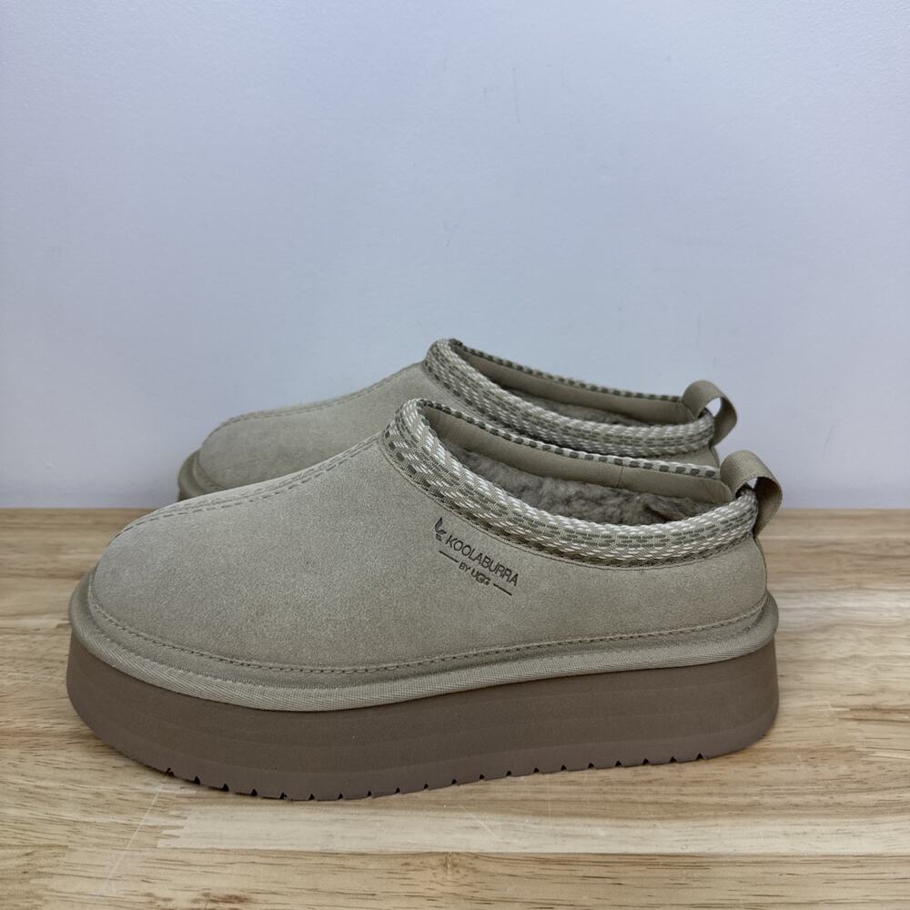 Koolaburra by UGG Womens Size 7 Burree Beige Suede Faux Fur Lined Slippers